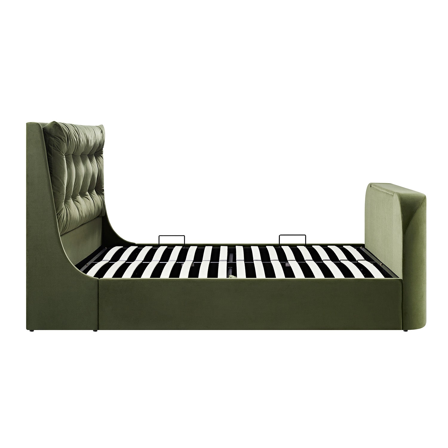 Hadley Moss Green Velvet TV Bed with Ottoman Storage