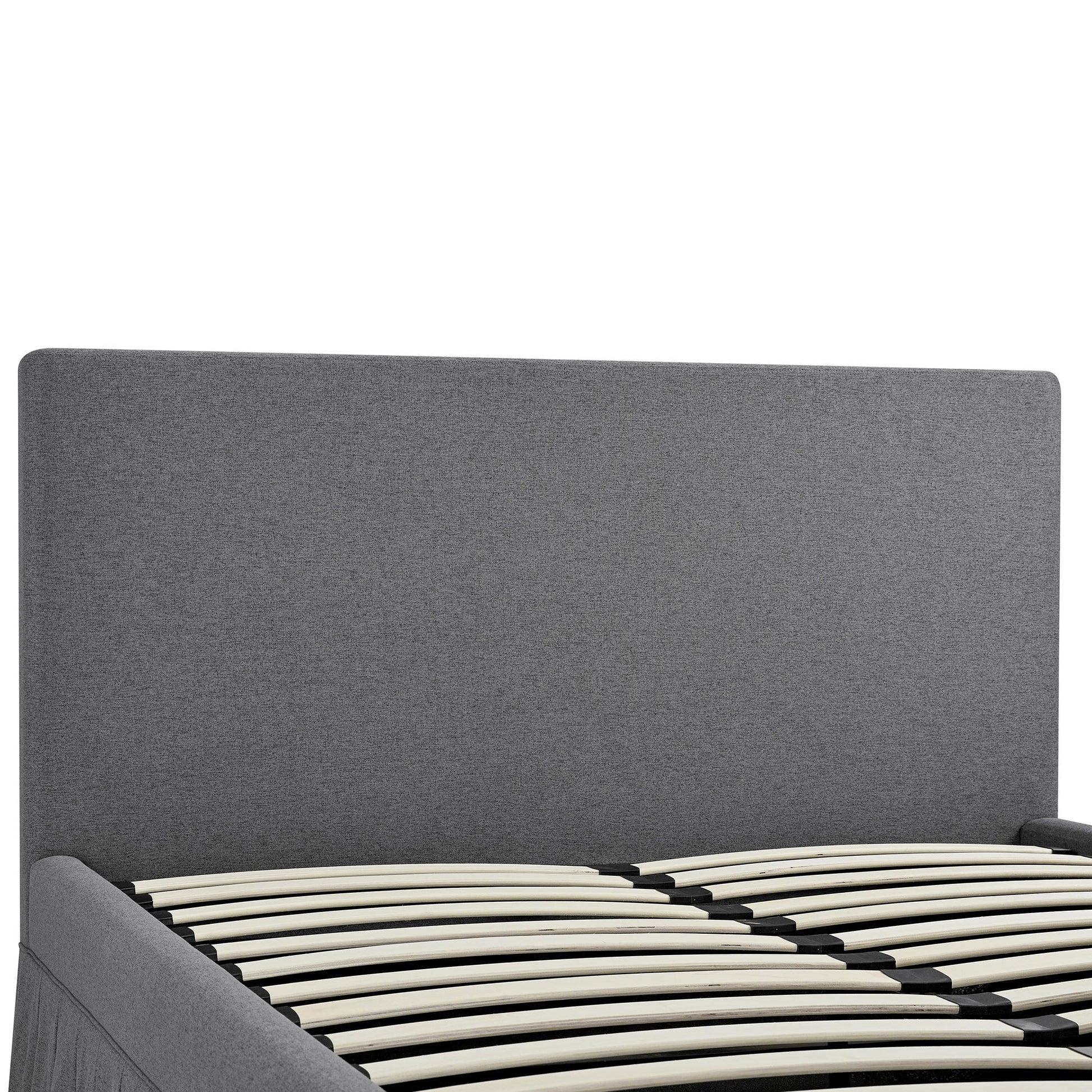 Egerton Box-Pleat Ottoman Bed with Storage, Charcoal Brushed Fabric