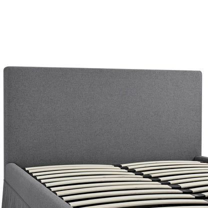 Egerton Box-Pleat Ottoman Bed with Storage, Charcoal Brushed Fabric