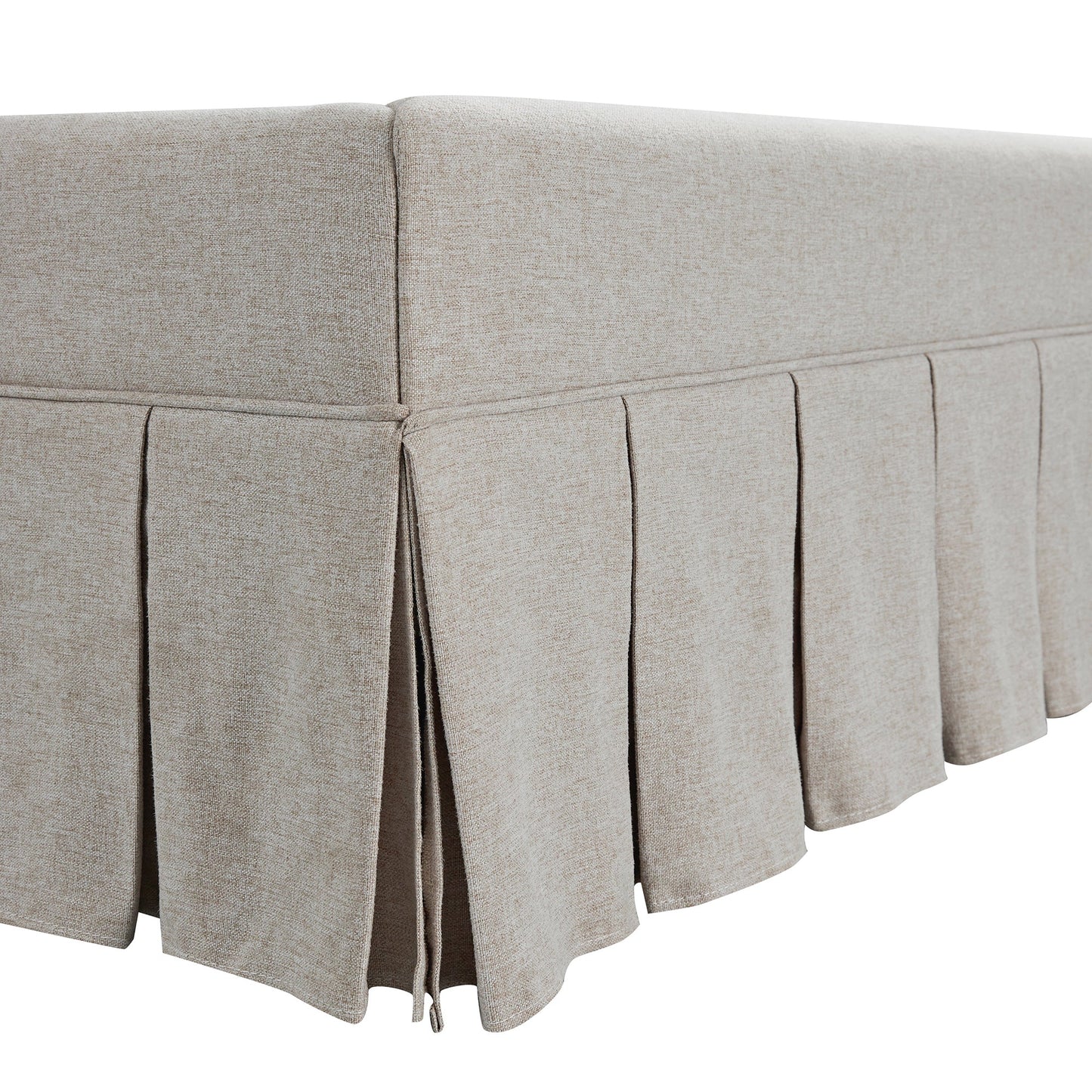 Egerton Box-Pleat Ottoman Bed with Storage, Oatmeal Brushed Fabric