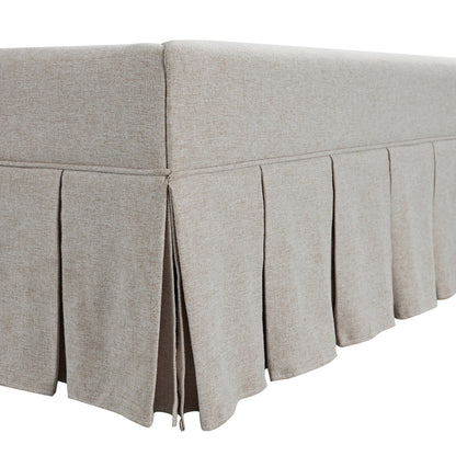 Egerton Box-Pleat Ottoman Bed with Storage, Oatmeal Brushed Fabric