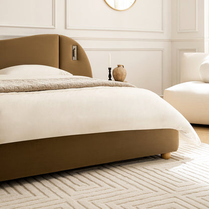 Egerie Extended Headboard Ottoman Bed with Storage, Hazel Velvet