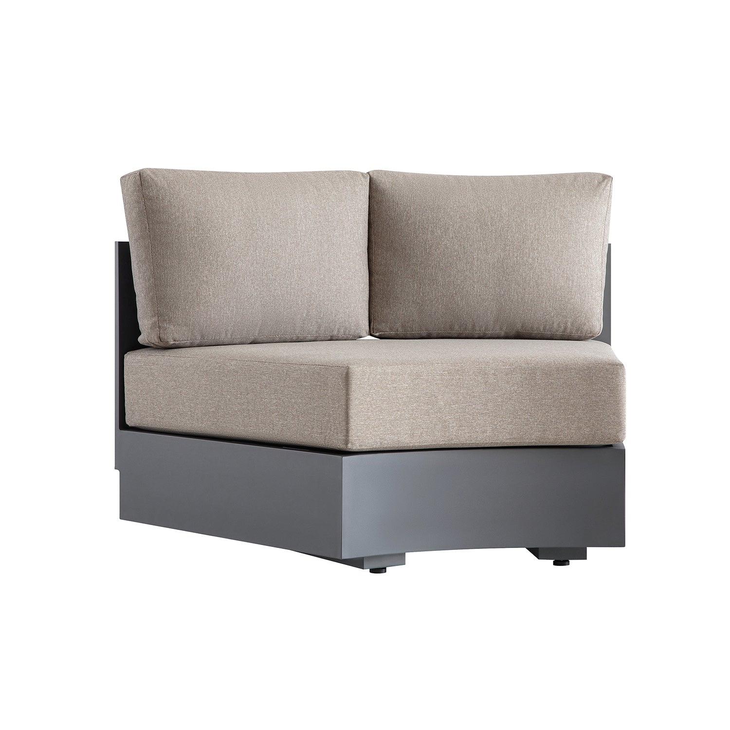 Jardin Aluminium Outdoor Modular 1-Piece Curved Sofa, Granite