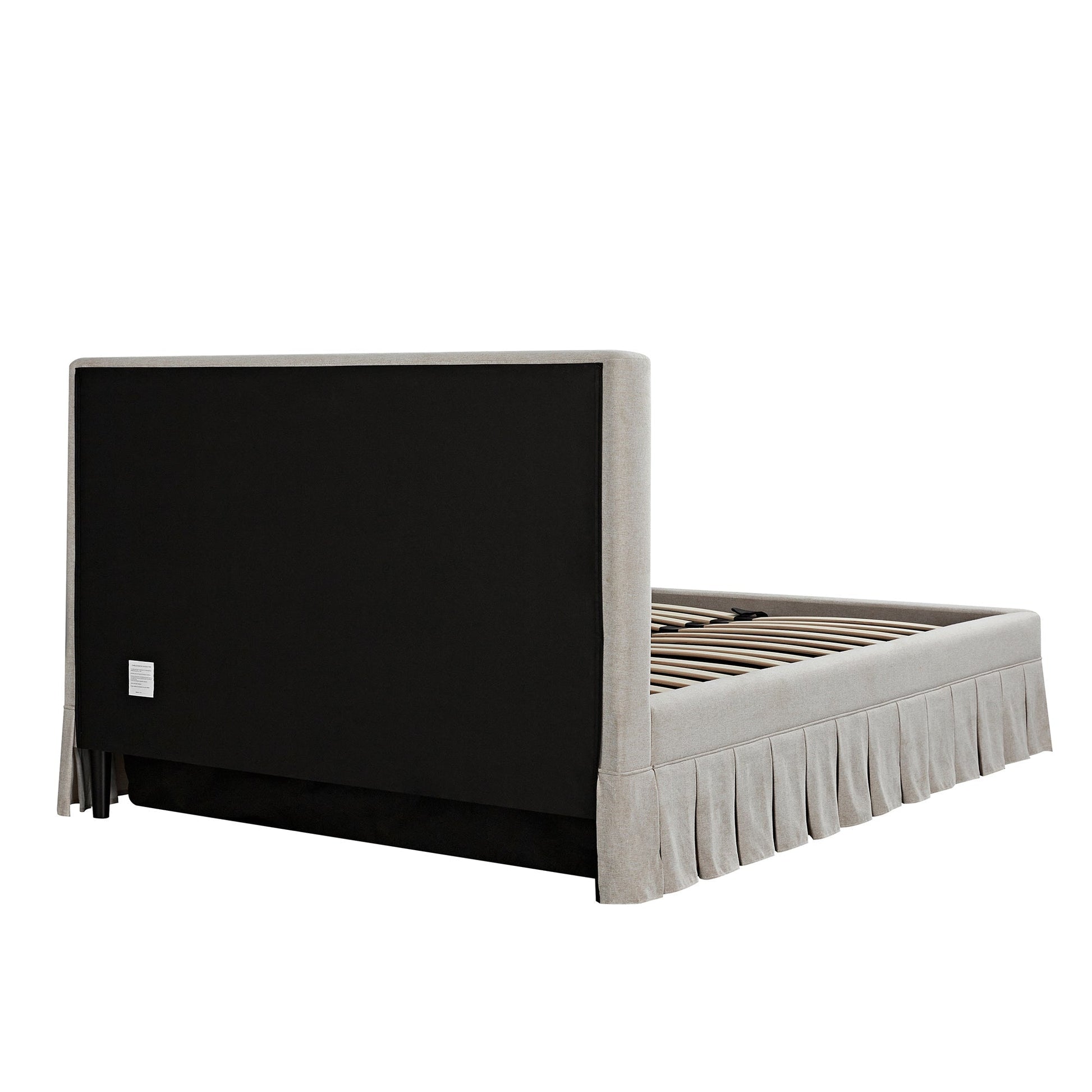 Egerton Box-Pleat Ottoman Bed with Storage, Oatmeal Brushed Fabric