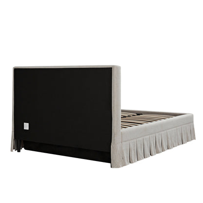 Egerton Box-Pleat Ottoman Bed with Storage, Oatmeal Brushed Fabric