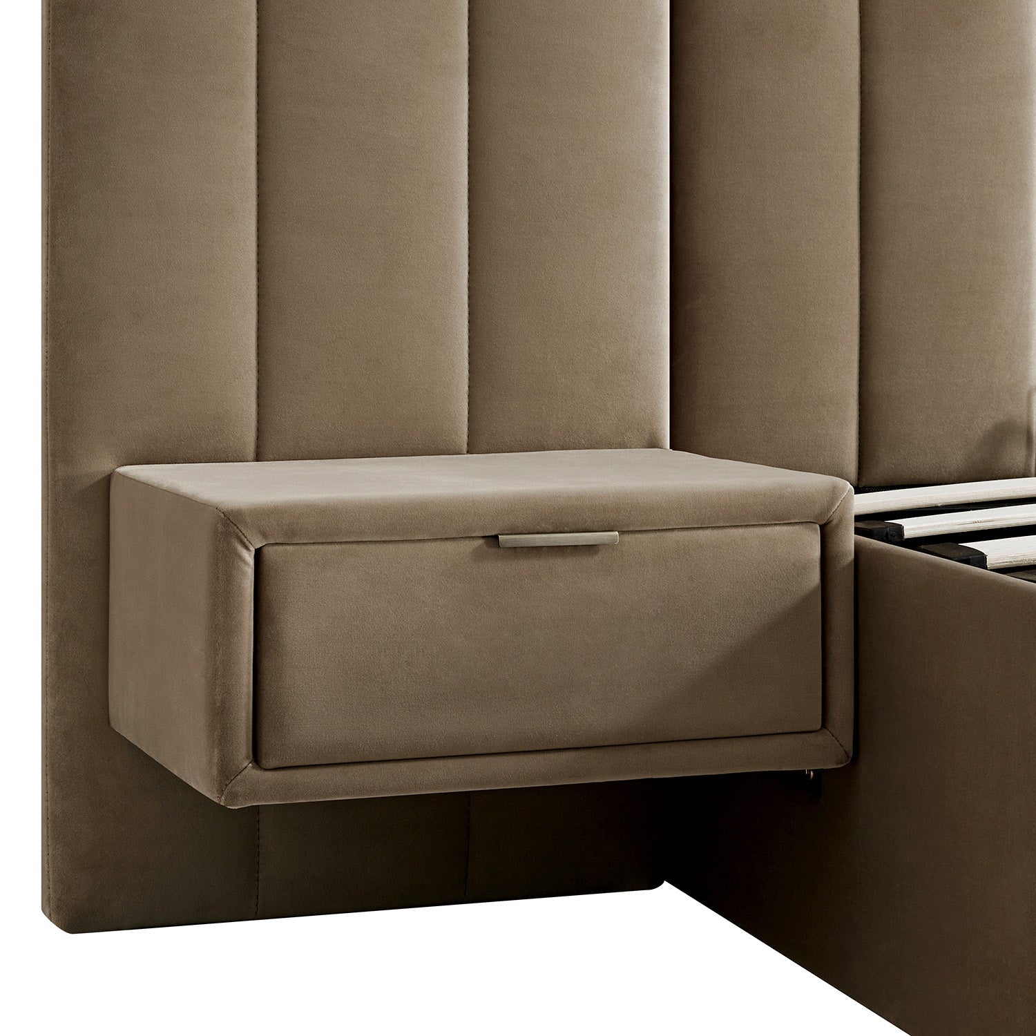Tremezzo Oversized Ottoman Bed with Storage, Taupe Velvet