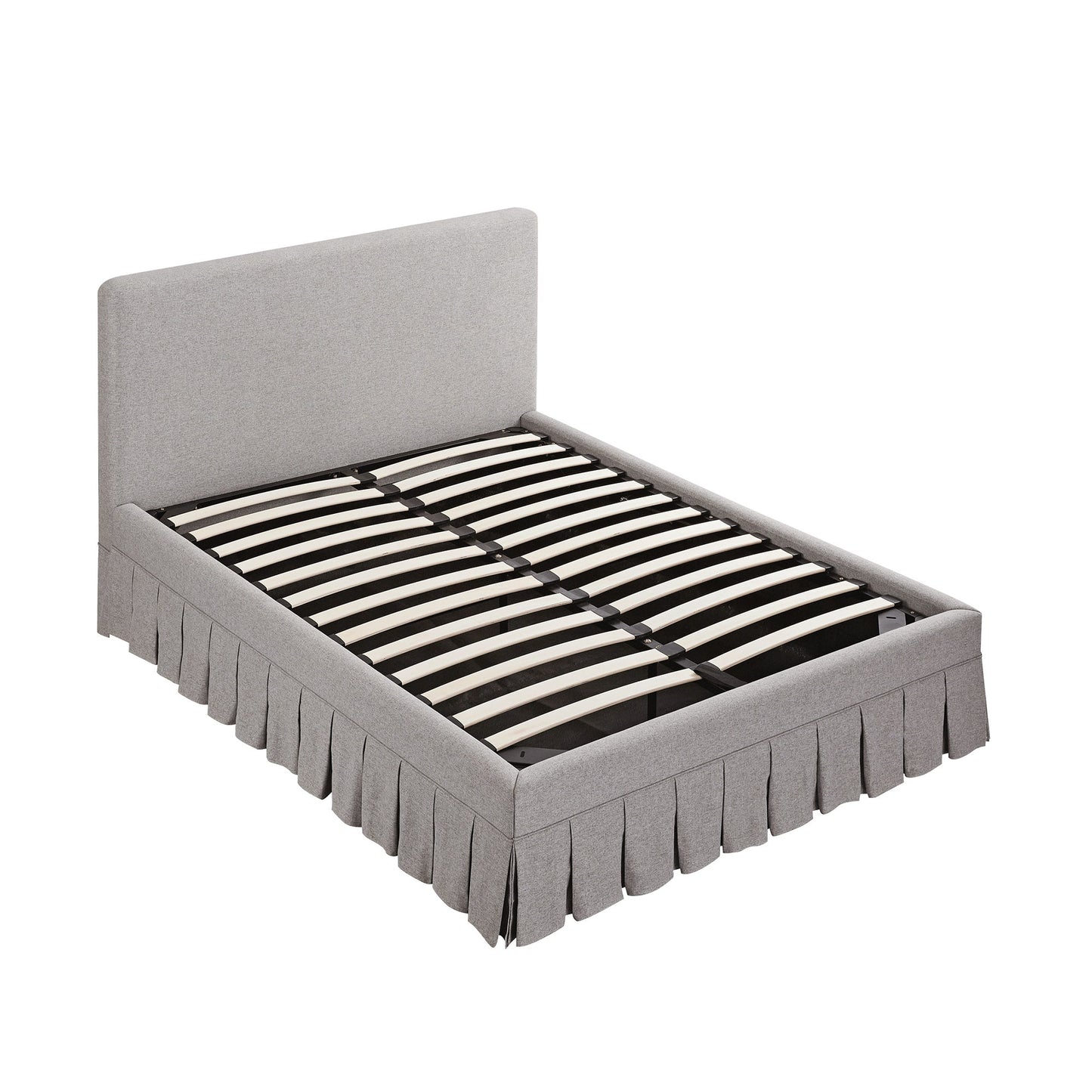 Egerton Box-Pleat Ottoman Bed with Storage, Stone Brushed Fabric