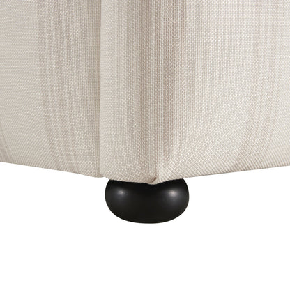Celeste Upholstered Bed with Storage with Ruffled Headboard, Seashell Stripe
