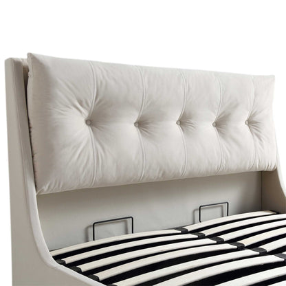 Hadley Champagne Velvet Ottoman Bed with Storage