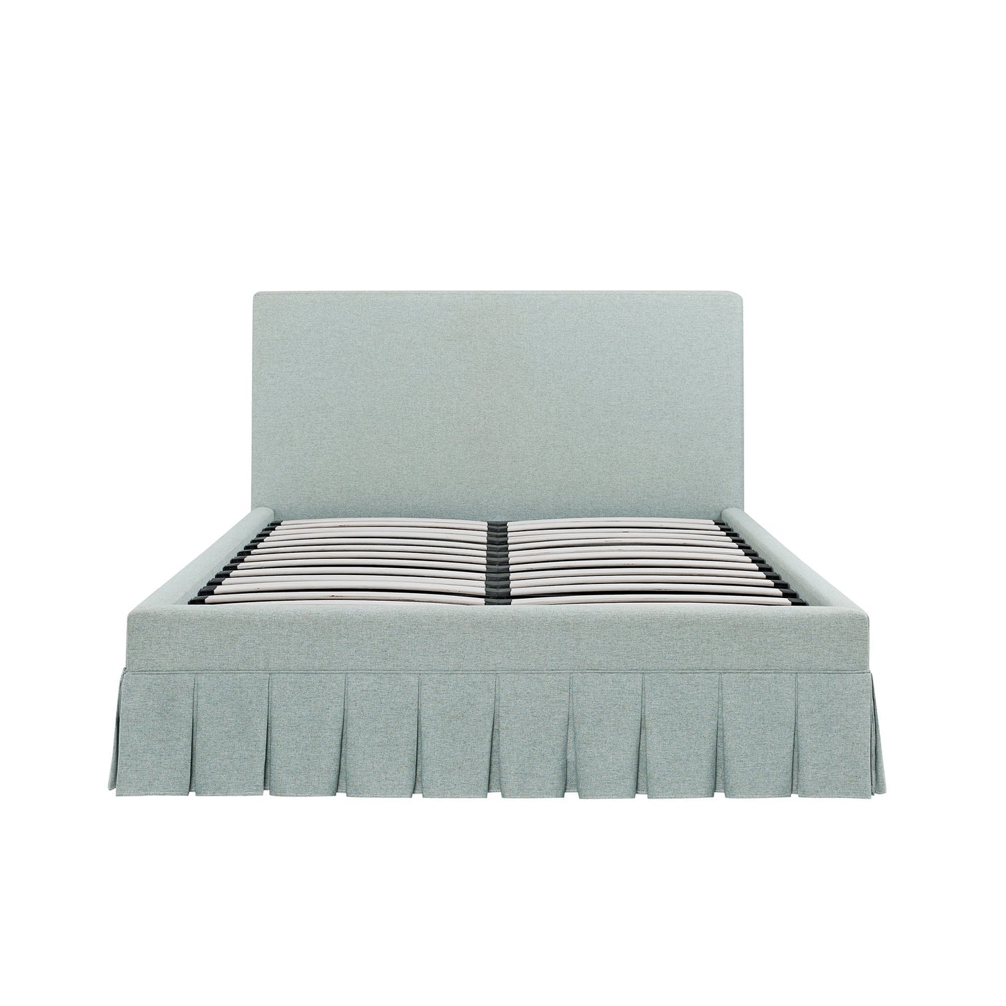 Egerton Box-Pleat Ottoman Bed with Storage, Pale Aqua Brushed Fabric