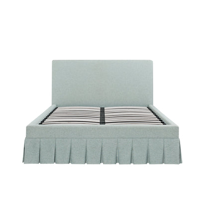 Egerton Box-Pleat Ottoman Bed with Storage, Pale Aqua Brushed Fabric