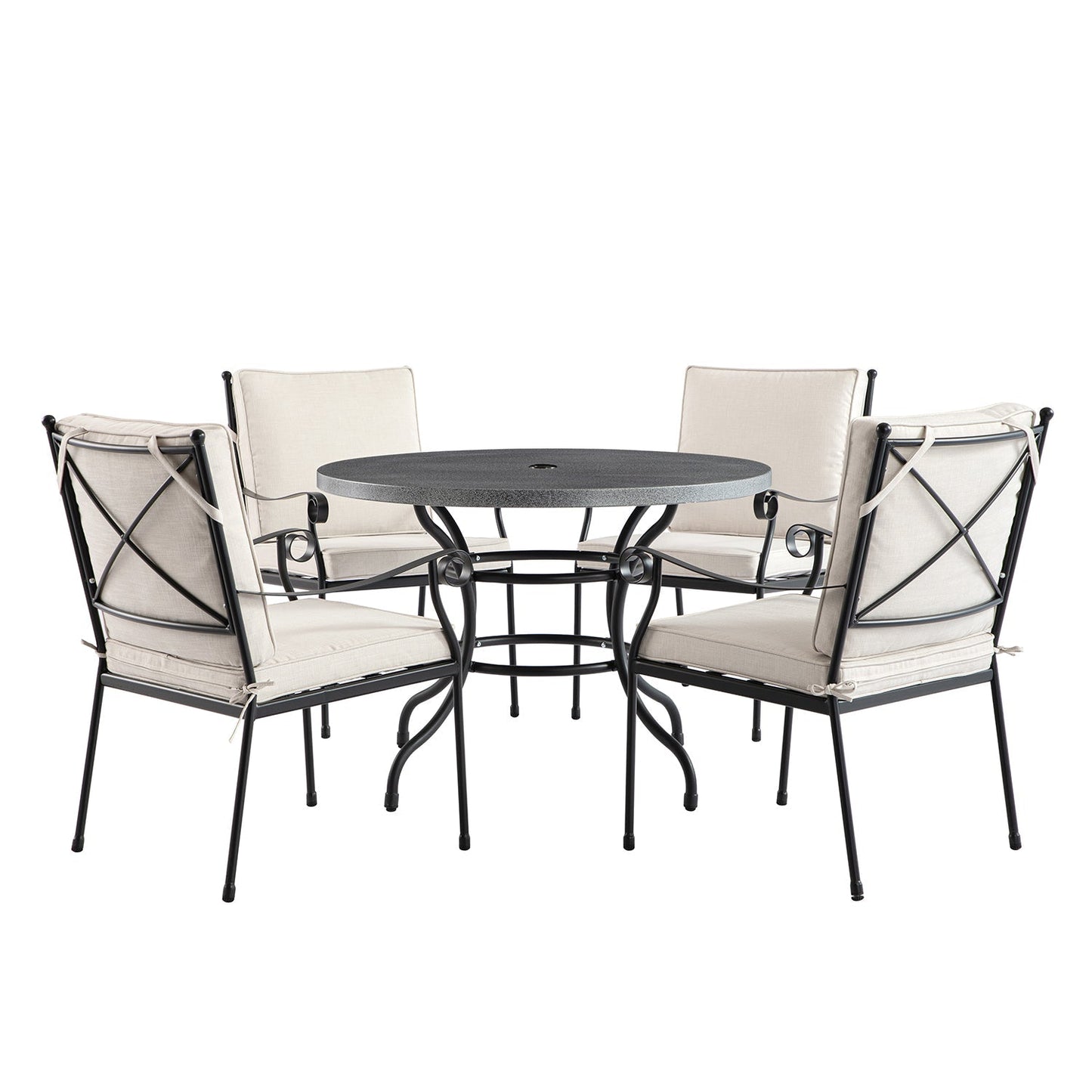 Haymes Indoor and Outdoor Metal 4-Seater Round Dining Set, Beige
