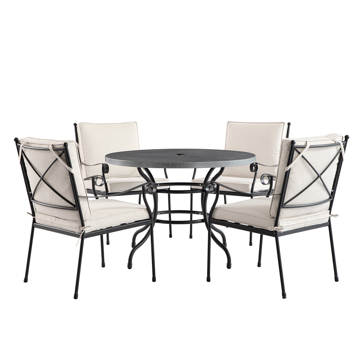 Haymes Indoor and Outdoor Metal 4-Seater Round Dining Set, Beige