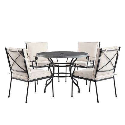 Haymes Indoor and Outdoor Metal 4-Seater Round Dining Set, Beige