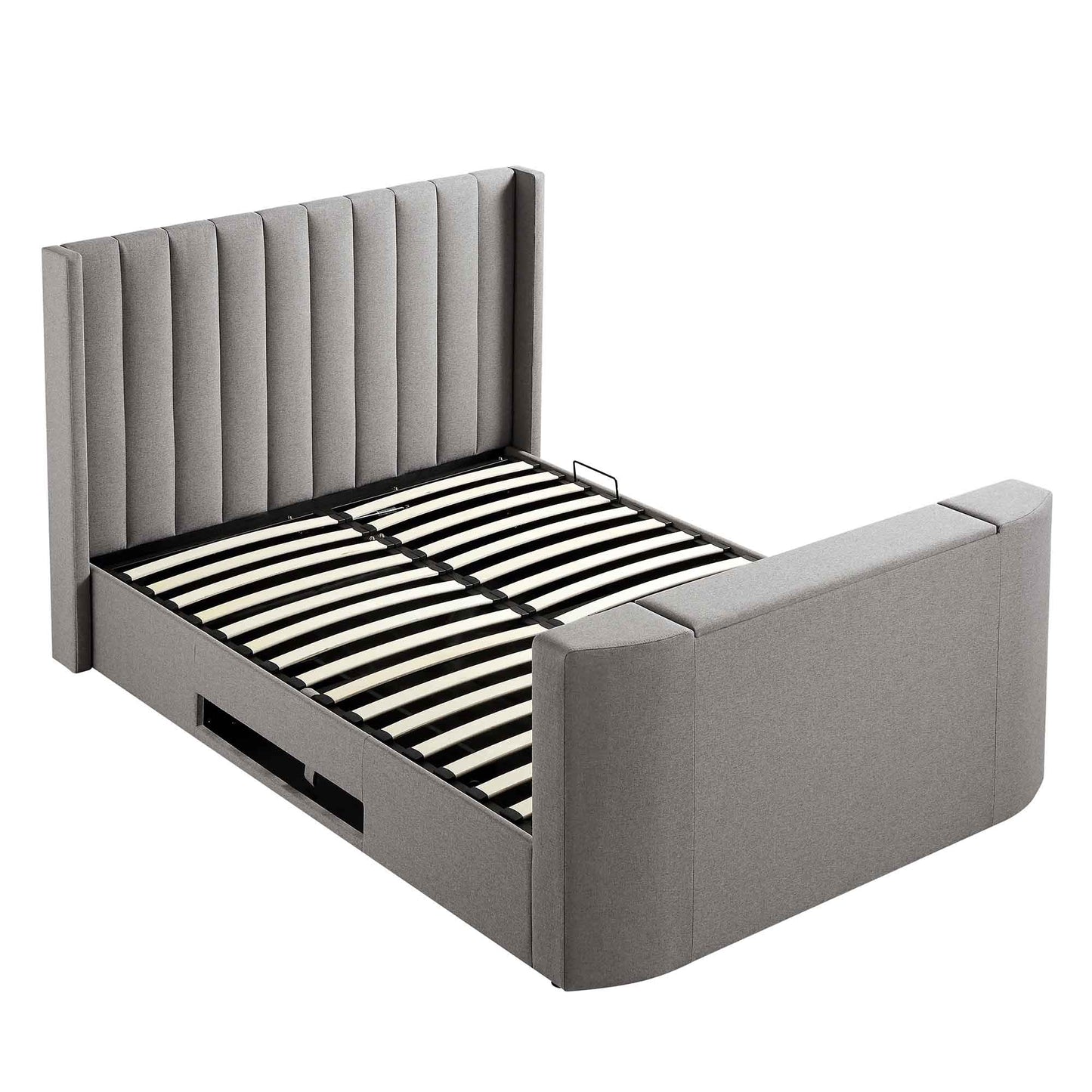 Wilton Grey Fabric TV Bed with Ottoman Storage