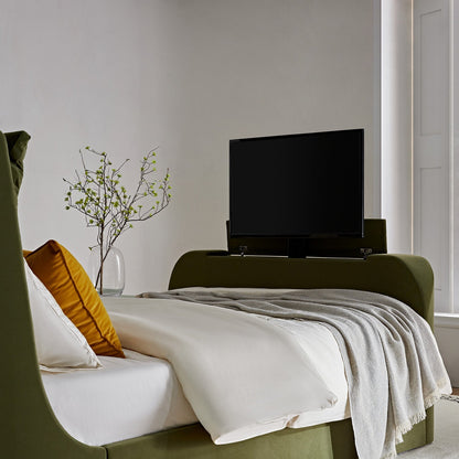 Hadley Moss Green Velvet TV Bed with Ottoman Storage