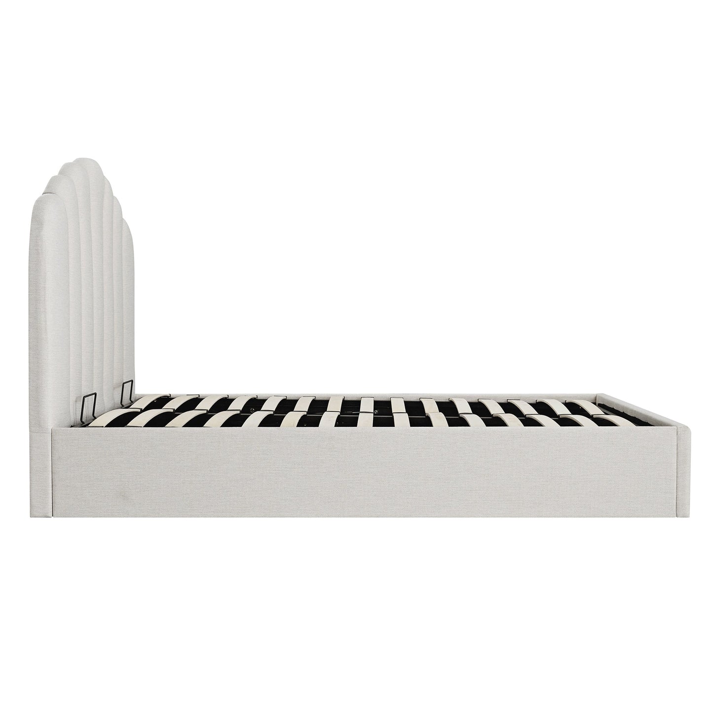 Hana Ottoman Bed with Storage, Ivory Weave Fabric