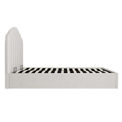 Hana Ottoman Bed with Storage, Ivory Weave Fabric