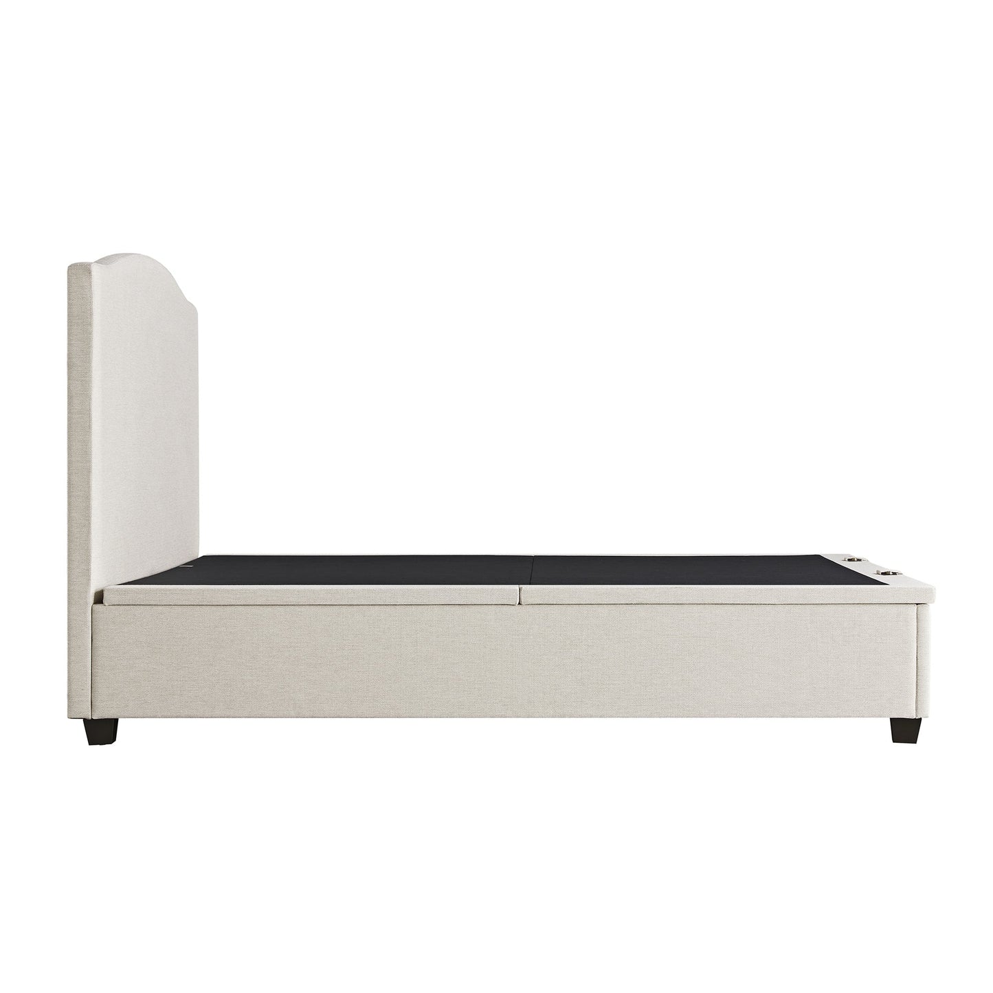 Chilworth Upholstered Ottoman Bed with Storage, Ivory Weave Fabric