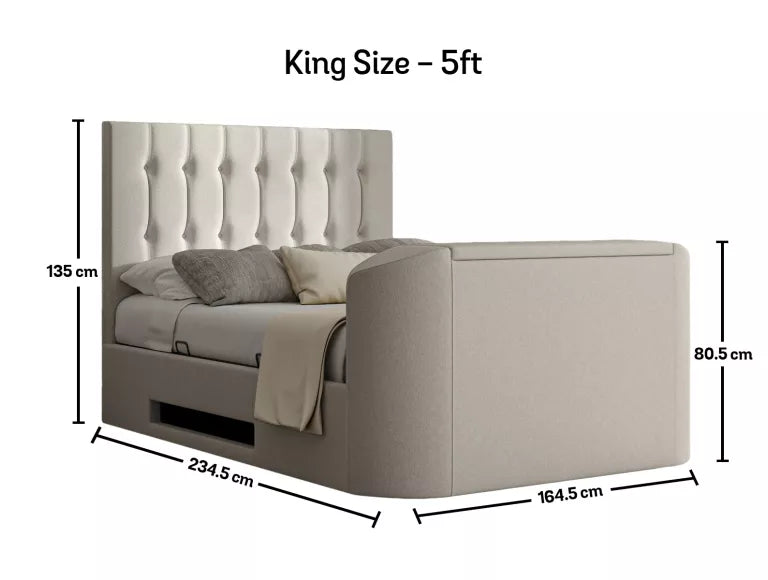 Dorchester Upholstered Arran Natural Ottoman TV Bed - Bed Frame Only