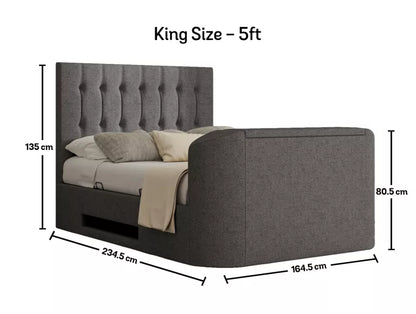Dorchester Upholstered Arran Pebble Ottoman TV Bed - Bed Frame Only