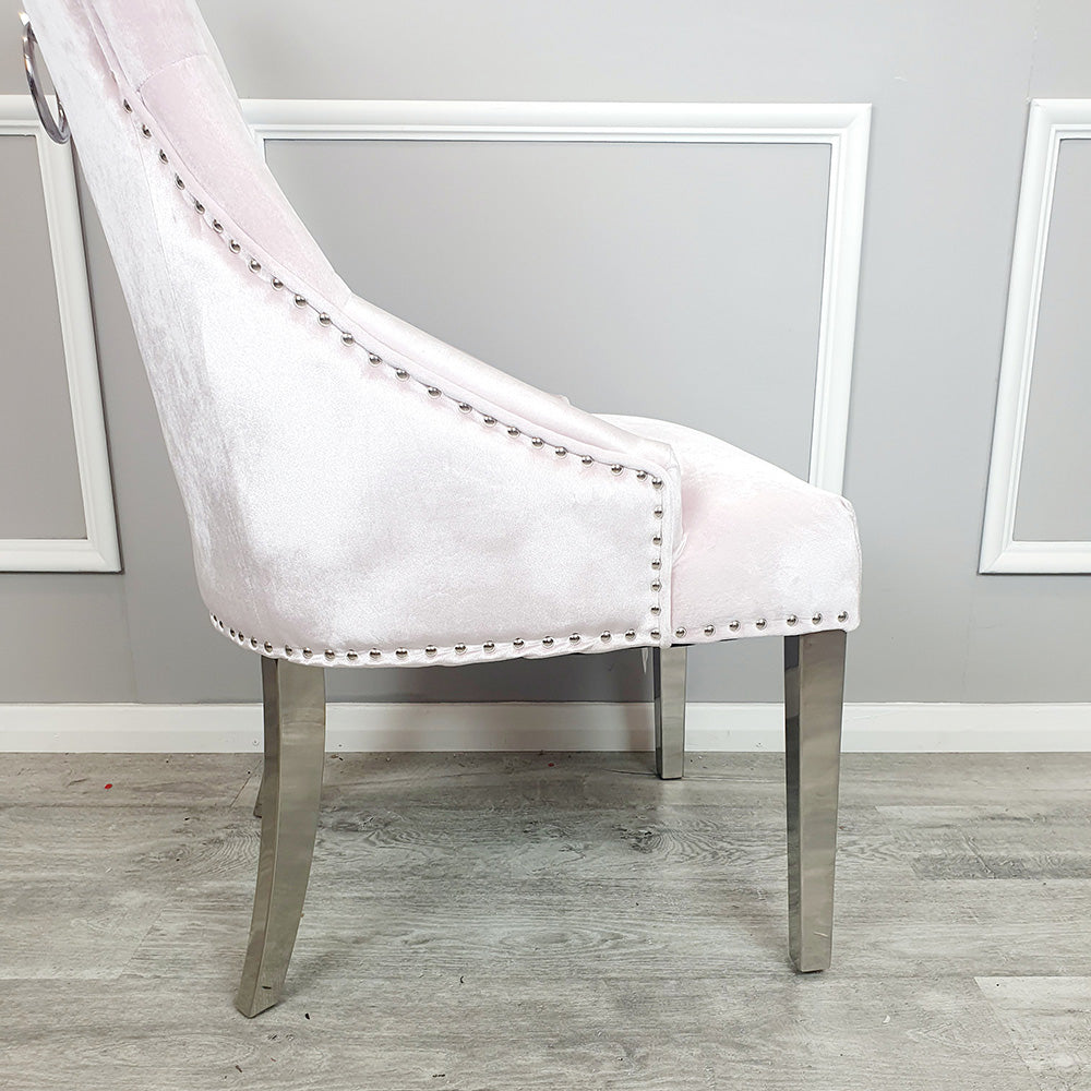 Duke Dinning Chair – Plain Back With Chrome Knocker & Straight Legs