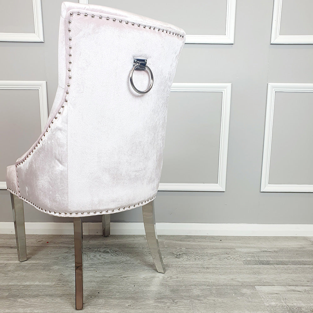 Duke Dinning Chair – Plain Back With Chrome Knocker & Straight Legs