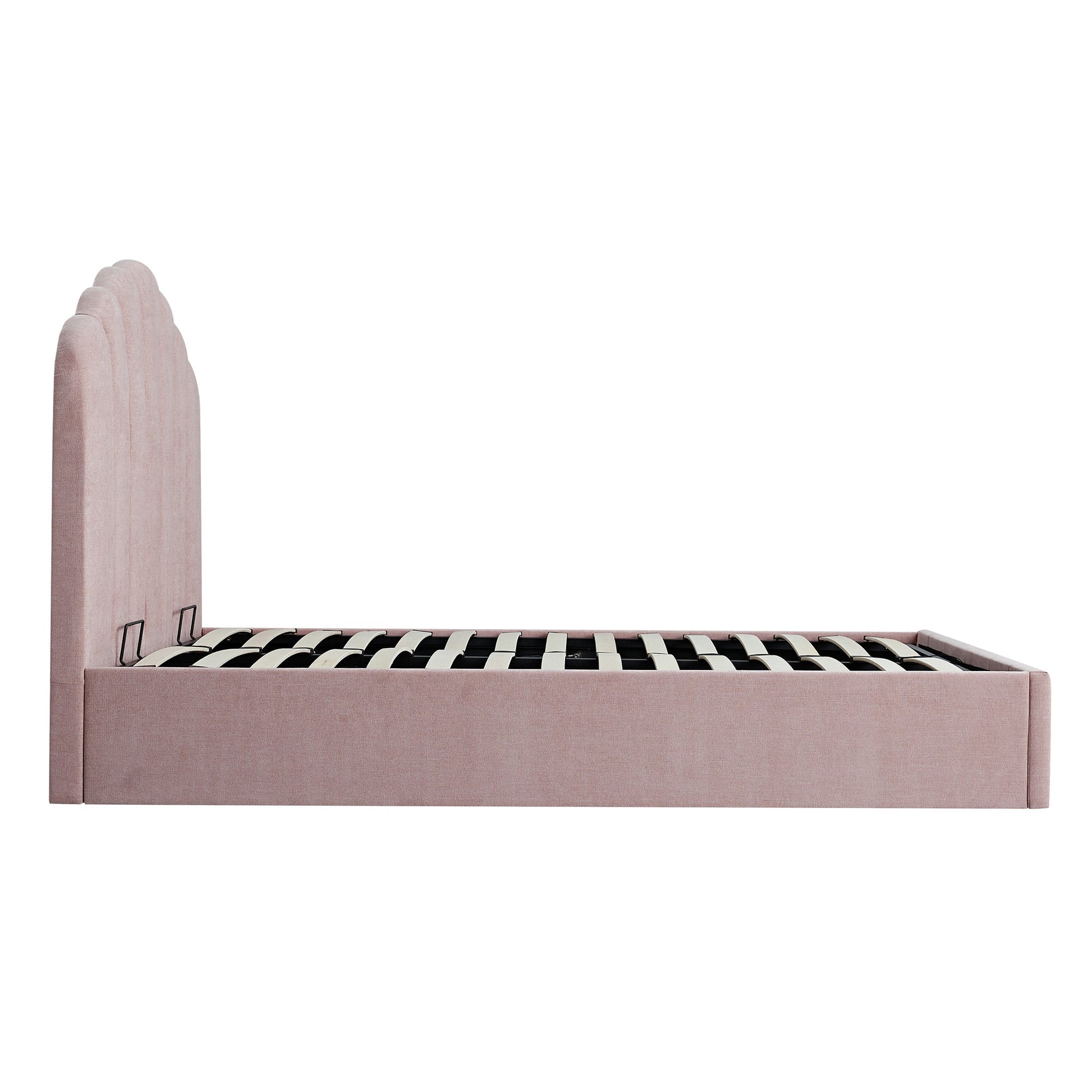 Hana Ottoman Bed with Storage, Petal Pink Chenille