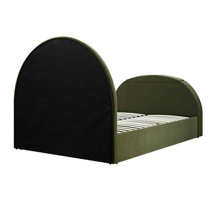 Archer Moss Green Velvet TV Bed with Ottoman Storage