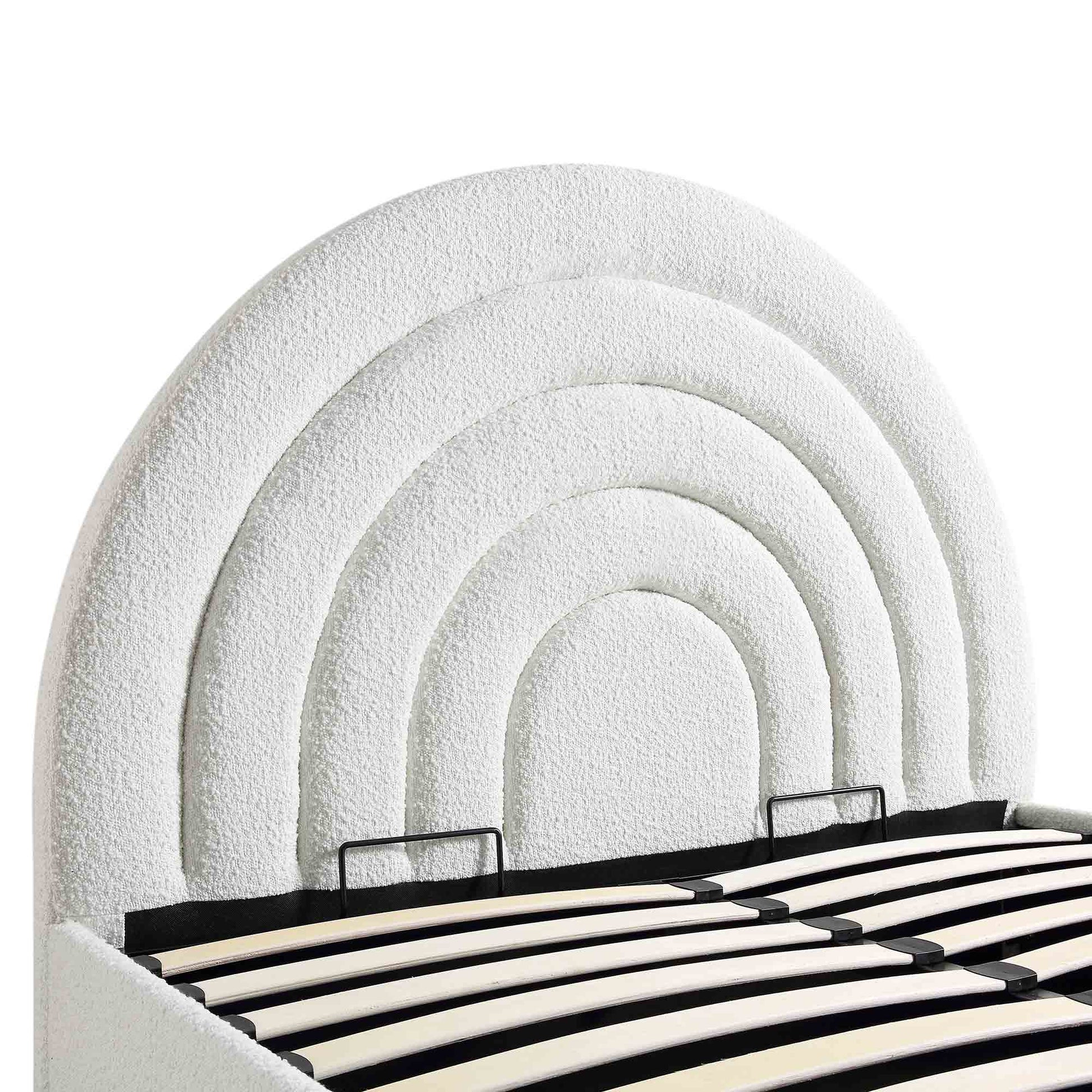 Archer White Boucle Ottoman Bed with Storage