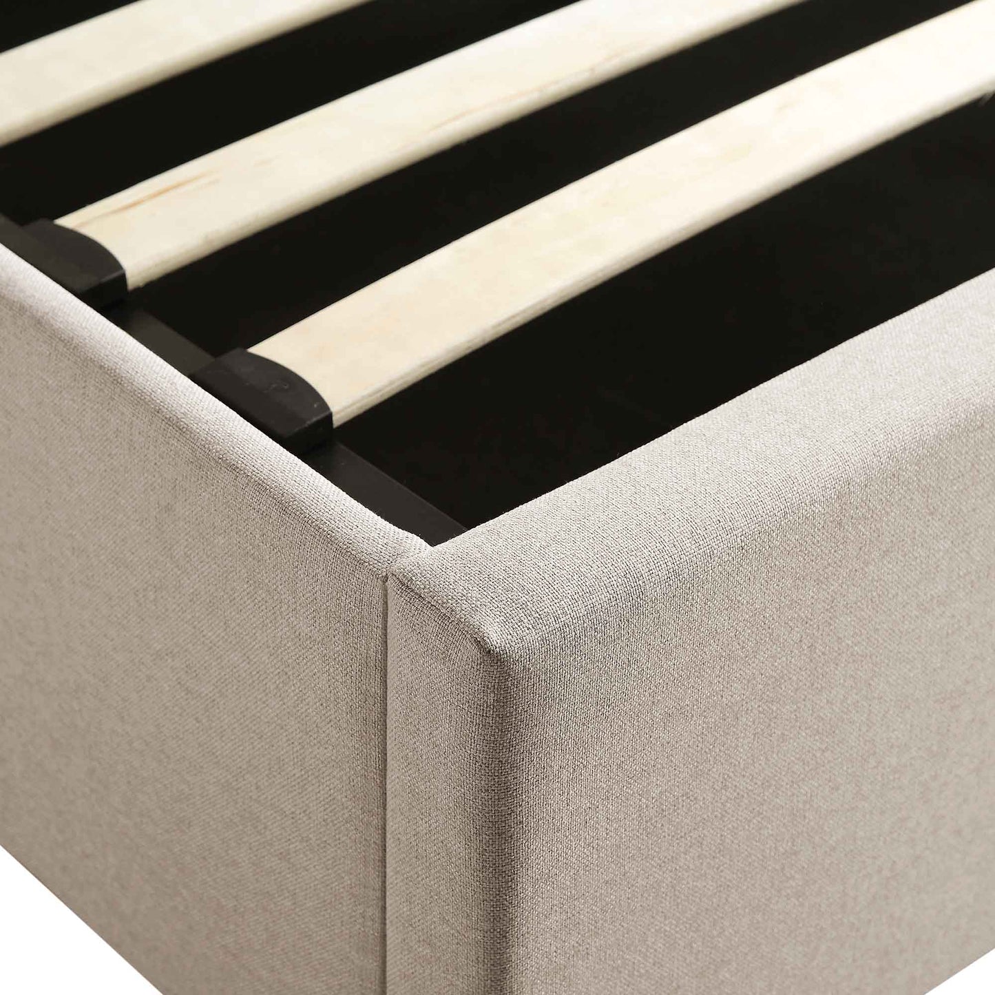 Wilton Warm Stone Fabric Ottoman Bed with Storage
