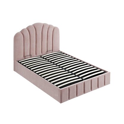 Hana Ottoman Bed with Storage, Petal Pink Chenille