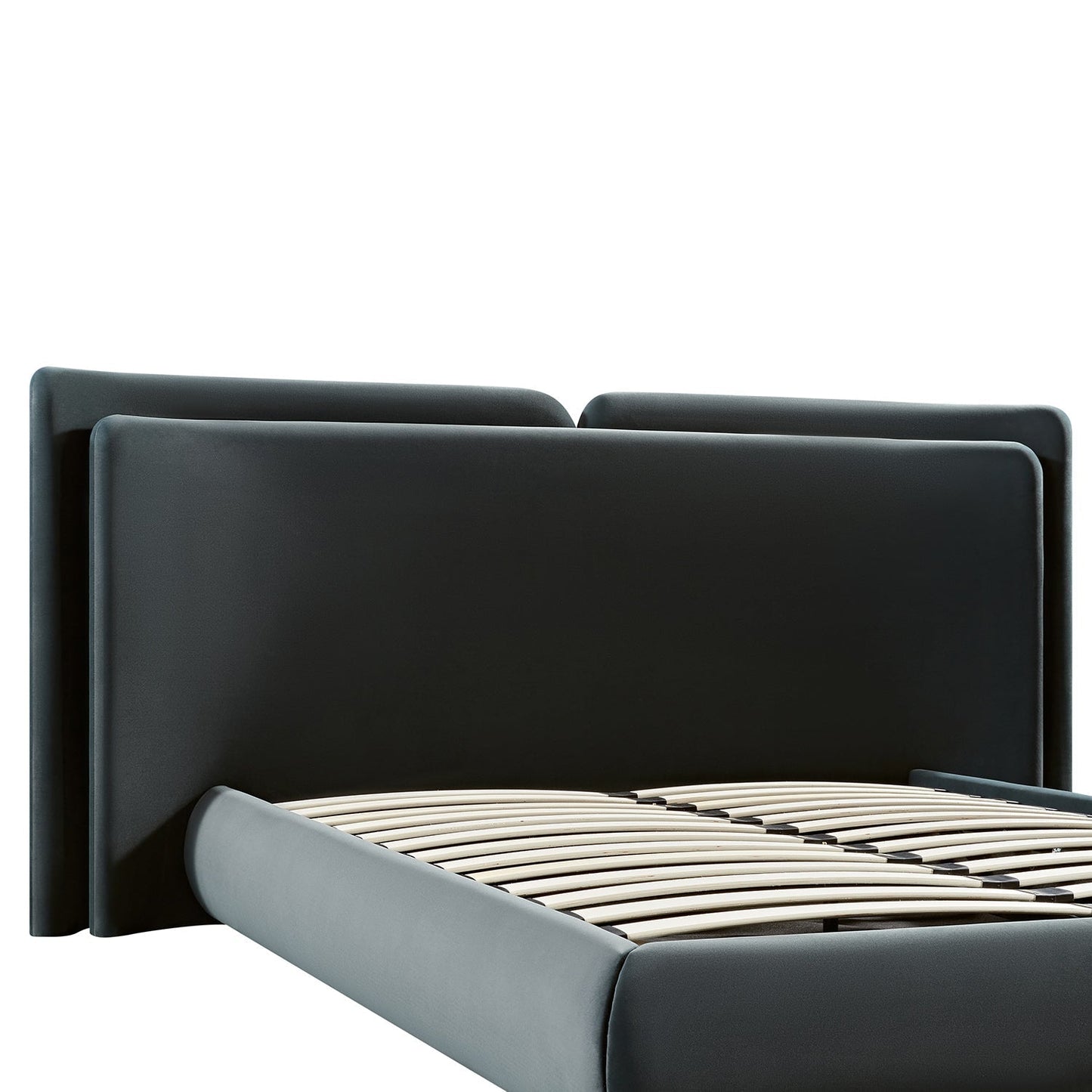 Jolene Layered Wingback Bed with Storage, Aegean Blue Velvet
