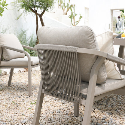 Manresa Rope 6-Seater Rectangular Garden Dining Set, Taupe and Beige