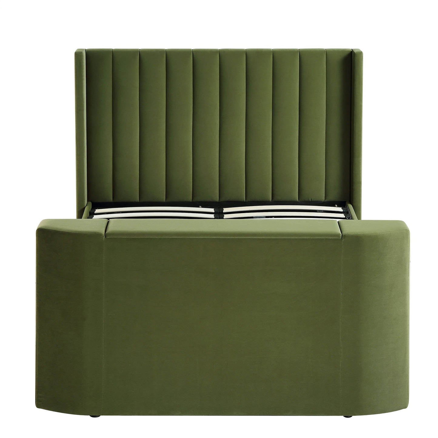 Wilton Moss Green Velvet TV Bed with Ottoman Storage