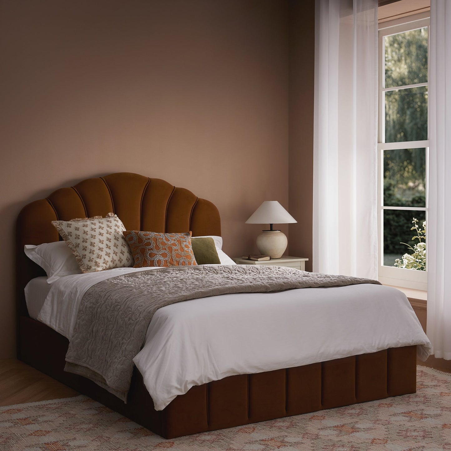 Hana Ottoman Bed with Storage, Cinnamon Velvet