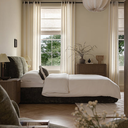 Thera Pillow Headboard Upholstered Bed, Moss Green Chenille