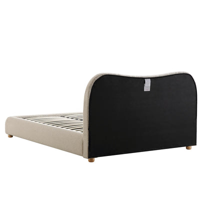 Egerie Curved Headboard Beige Boucle Ottoman Bed with Storage