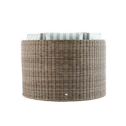 Bellagio Round Wicker Swivel Daybed, Natural with Sage Stripes