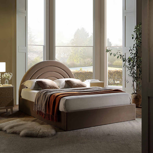 Archer Mink Velvet Ottoman Bed with Storage