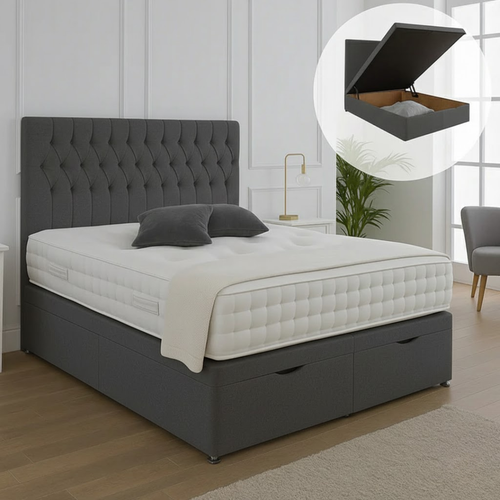 Valor Ottoman End Lift Storage Divan Bed - With Headboard