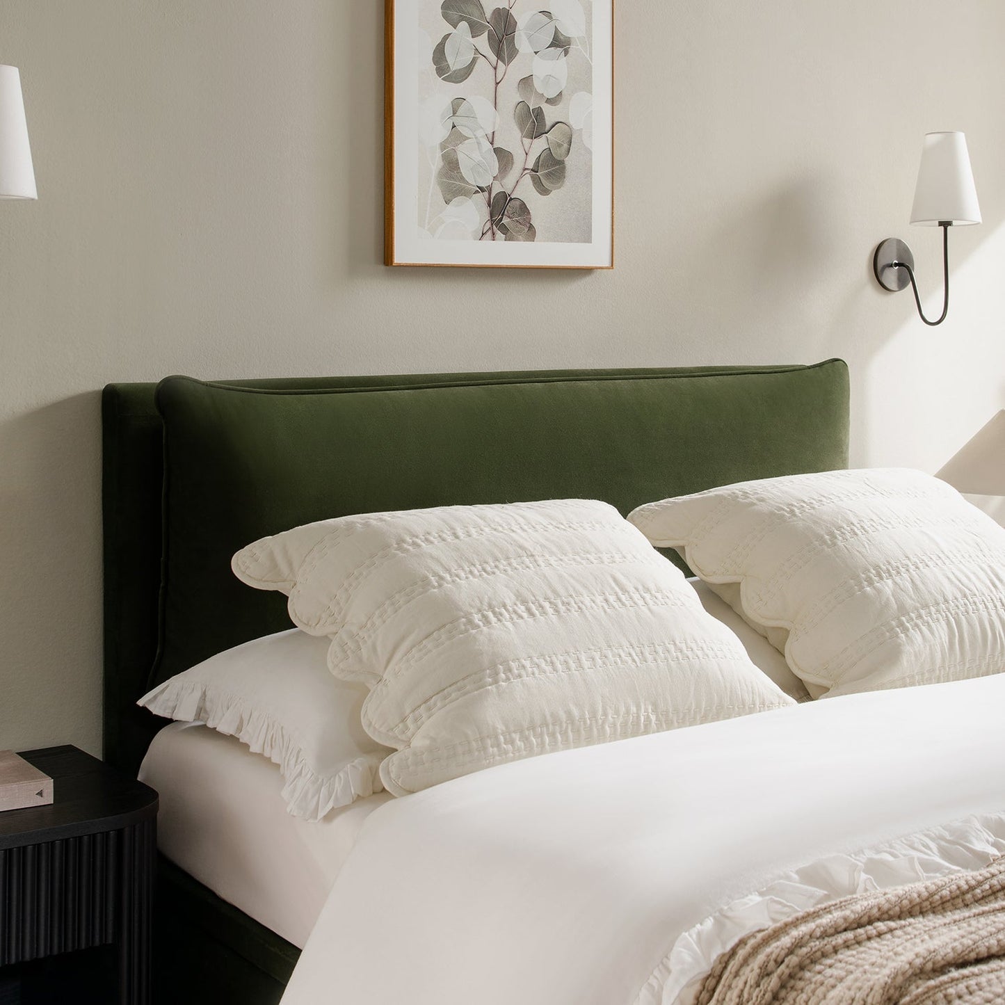 Kricia Upholstered Bed with Storage with Pillow Headboard, Moss Green Velvet