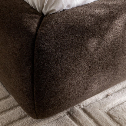 Thera Pillow Headboard Upholstered Bed, Cocoa Chenille