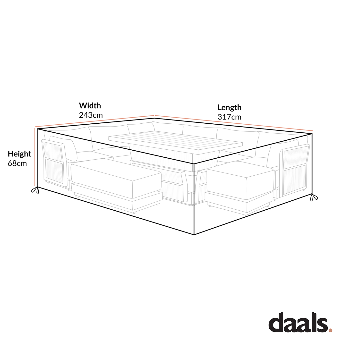 Garden Furniture Cover for Pedra Rope and Aluminium Large Corner Casual Dining Set