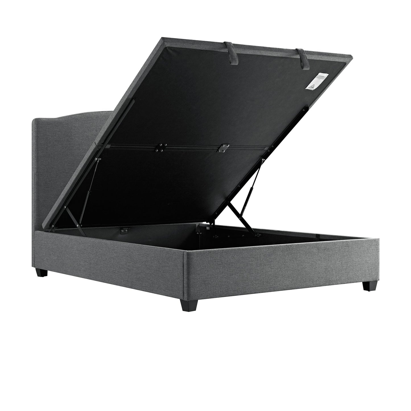 Chilworth Upholstered Ottoman Bed with Storage, Dark Grey Weave Fabric