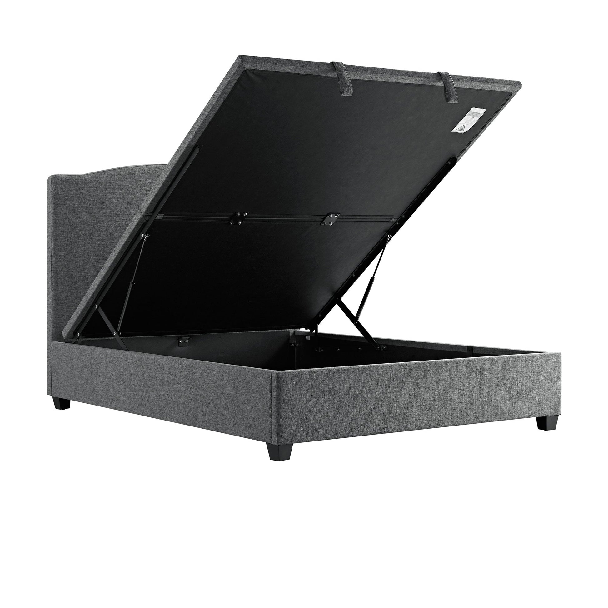 Chilworth Upholstered Ottoman Bed with Storage, Dark Grey Weave Fabric