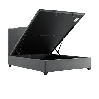 Chilworth Upholstered Ottoman Bed with Storage, Dark Grey Weave Fabric