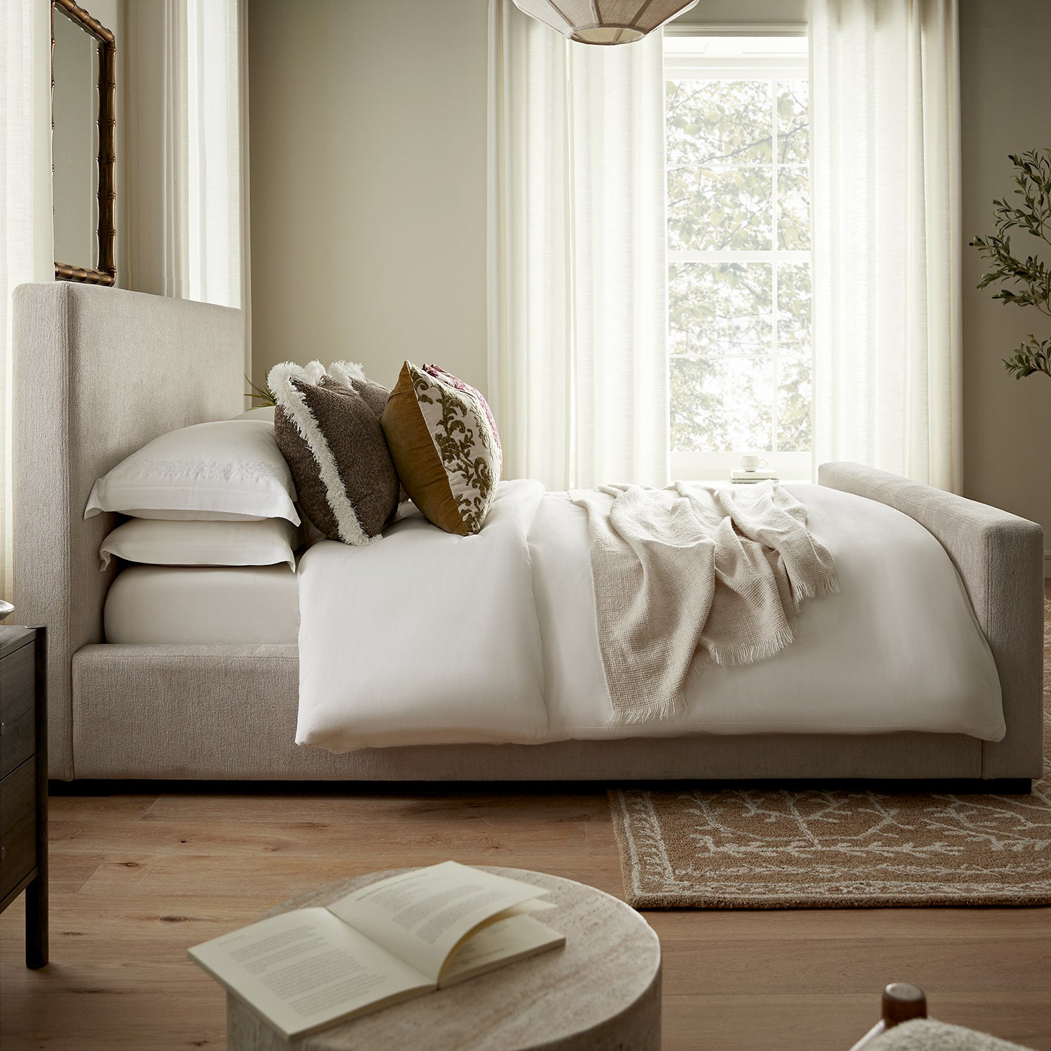 Antoine Side-Opening Ottoman Bed with Storage, Soft Beige Chenille