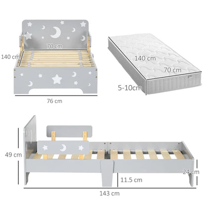 Kids Toddler Bed with Side Rails - Grey