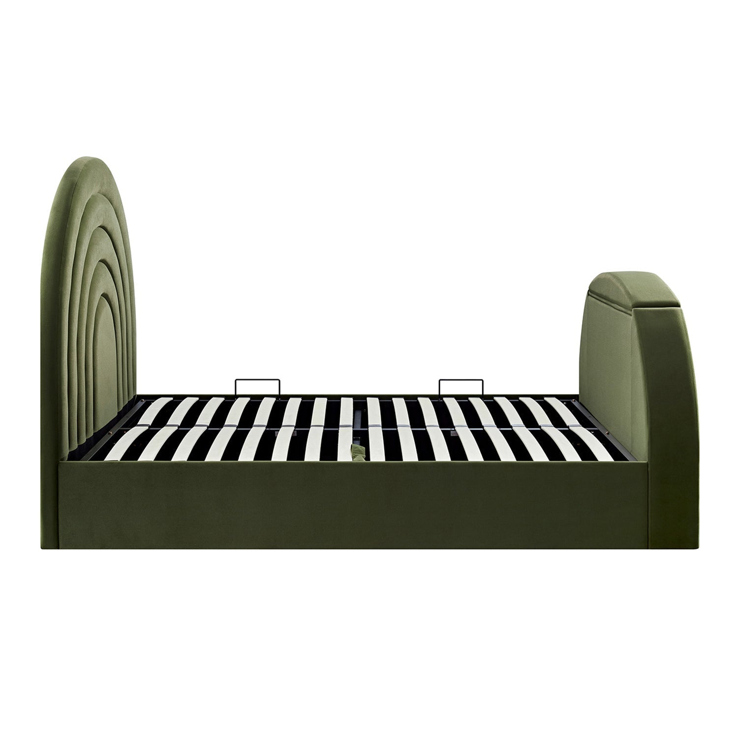 Archer Moss Green Velvet TV Bed with Ottoman Storage